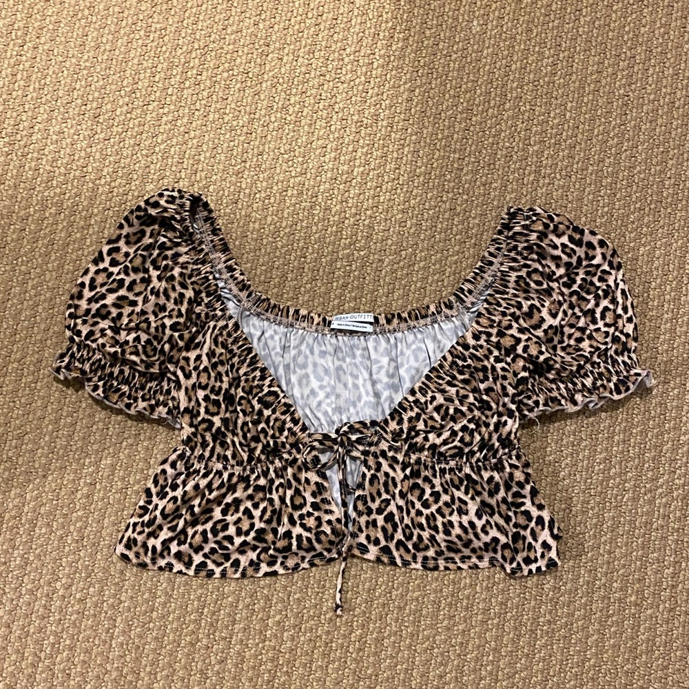 UO tie front cheetah top